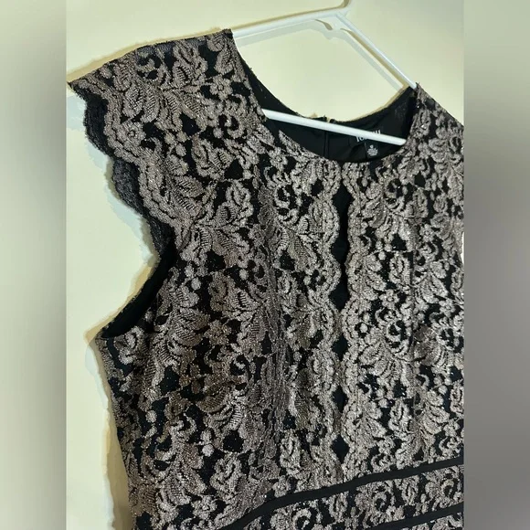 Roz & Ali Black Sheath Midi Dress Sleeveless Crew Neck - Picture 2 of 7